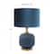 Blue Glass Transitional Table Lamp, 20" x 13" x 13"